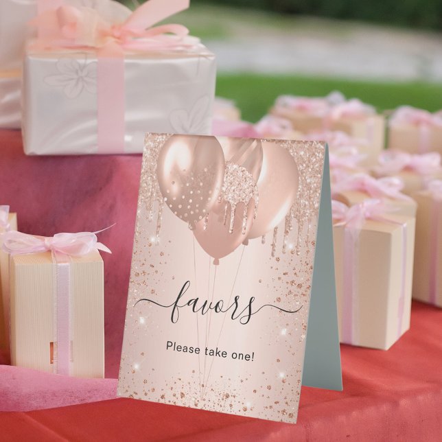 Rose gold glitter drips blush favours guest sign (Creator Uploaded)