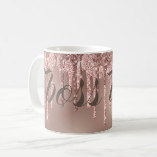 Rose Gold Glitter Drips Boss Lady Coffee Mug
