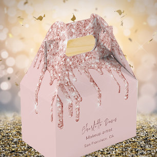 Rose gold glitter drips business QR code  Favour Box
