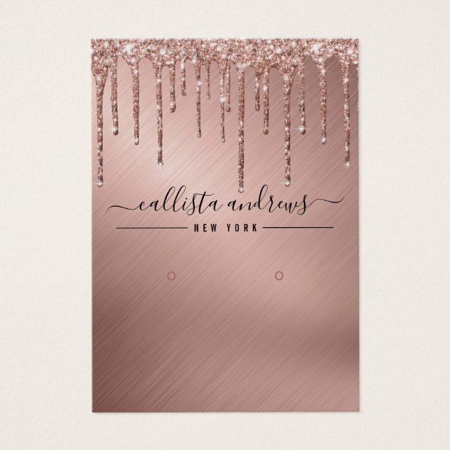 Rose Gold Glitter Drips Earring Display Card (Front)