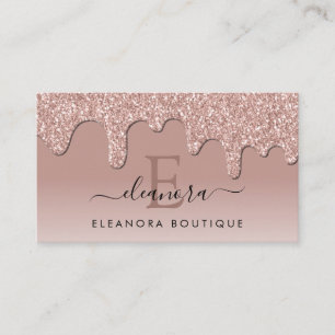 Rose Gold Glitter Drips Jewellery Designer Monogra Business Card