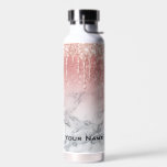Rose Gold Glitter Drips Marble Custom Name Water Bottle<br><div class="desc">Trendy Chic Cute Rose Gold Custom Name Water Bottle</div>