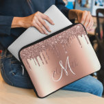 Rose Gold Glitter Drips Metal  Monogram Trendy Laptop Sleeve<br><div class="desc">This design may be personalised in the area provided by changing the photo and/or text. Or it can be customised by clicking Personalise this Template and then choosing the click to customise further option and delete or change the colour of the background, add text, change the text colour or style,...</div>