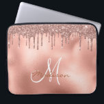 Rose Gold Glitter Drips Monogram Laptop Sleeve<br><div class="desc">This design may be personalised in the area provided by changing the photo and/or text. Or it can be customised by clicking Personalise this Template and then choosing the click to customise further option and delete or change the colour of the background, add text, change the text colour or style,...</div>
