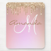 Rose Gold Glitter Drips Monogram