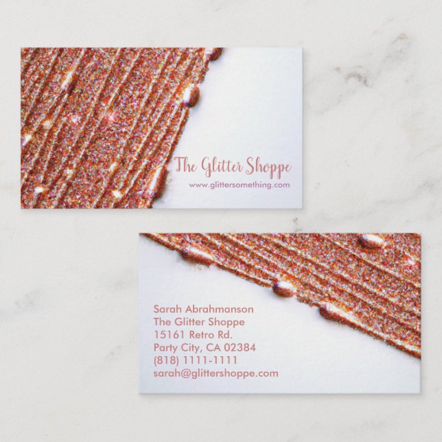 Rose Gold Glitter Drips Paint Business Card (Front/Back)