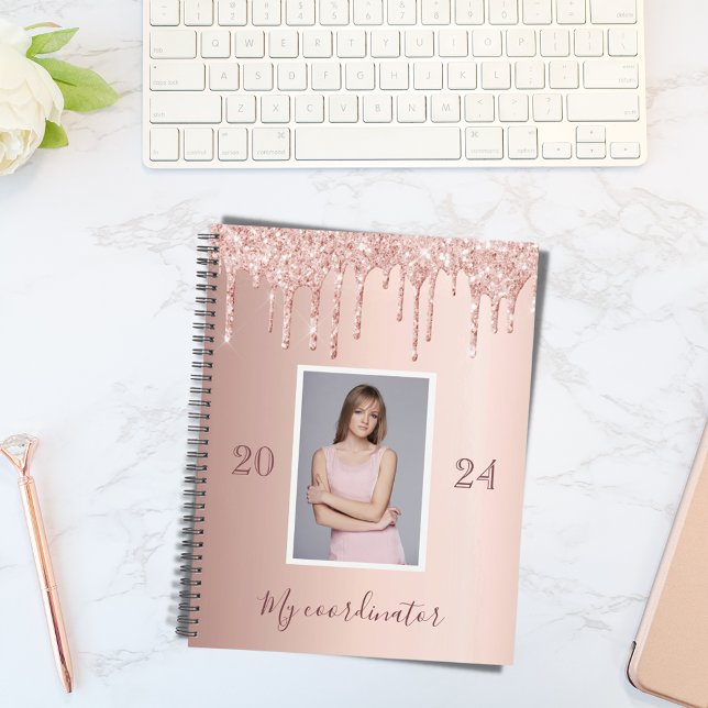 Rose gold glitter drips photo 2024 planner (Creator Uploaded)