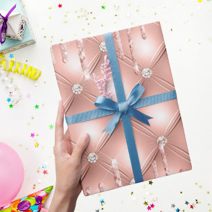 Rose gold glitter drips pink sparkle luxury wrapping paper