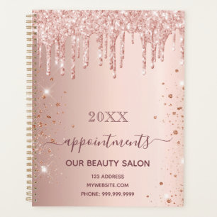 Rose gold glitter drips salon appointments 2023 planner