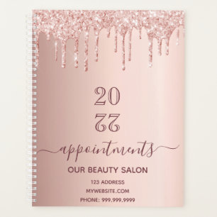 Rose gold glitter drips salon appointments 2025 planner