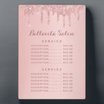 Rose Gold Glitter Drips Salon Price Menu Plaque<br><div class="desc">Rose Gold Glitter Drips Salon Price Menu Plaque. This professional plaque is a great no-touch way to display your salon services or price list in light of the covid 19 corona virus pandemic. Personalise this custom design with your own text,  colours,  and logo.</div>