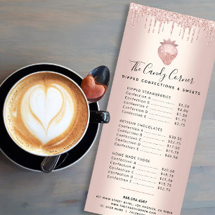 Rose Gold Glitter Drips Strawberry Dessert Menu