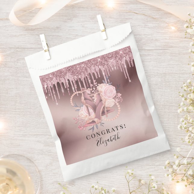 Rose Gold Glitter Drips Surprise Retirement Favour Bags (Clipped)