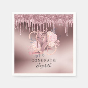 Rose Gold Glitter Drips Surprise Retirement Napkin