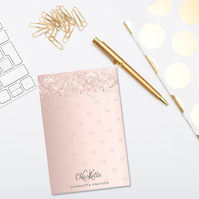 Rose gold glitter dust monogram initials post-it notes (Creator Uploaded)