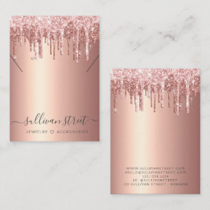 Rose Gold Glitter Earring Necklace Display Card