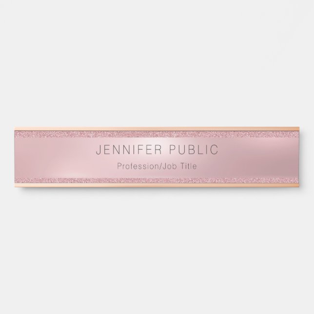 Rose Gold Glitter Elegant Glamourous Professional Door Sign (Front)