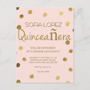 Rose Gold Glitter Elegant Quinceañera  Postcard