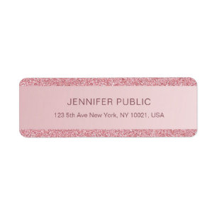 Rose Gold Glitter Elegant Template Return Address
