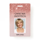 Rose Gold Glitter Employee - Name Photo Corporate