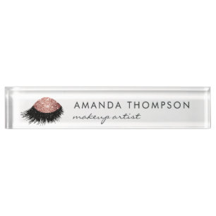 Rose Gold Glitter Eye Nameplate