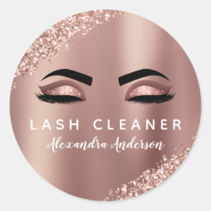 Rose Gold Glitter Eyelash Extension Cleaner Classic Round Sticker