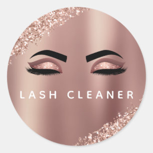 Rose Gold Glitter Eyelash Extension Cleaner Classic Round Sticker