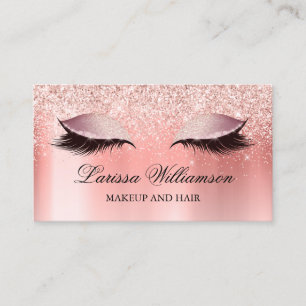 Rose Gold Glitter Eyelash Extensions Makeup Artist Business Card