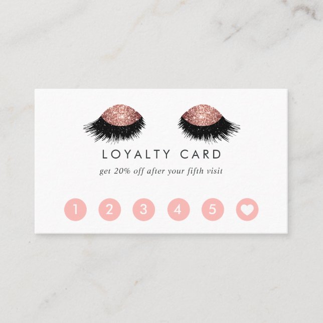 Rose Gold Glitter Eyes Loyalty Card (Front)