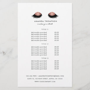 Rose Gold Glitter Eyes Pricing & Services Flyer