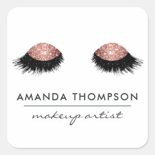Rose Gold Glitter Eyes Square Sticker