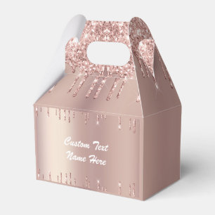 Rose Gold Glitter Favour Boxes Personalised Text