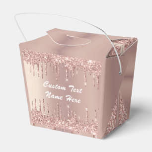 Rose Gold Glitter Favour Boxes Personalised Text