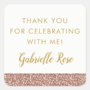 Rose Gold Glitter Favour Label Sticker