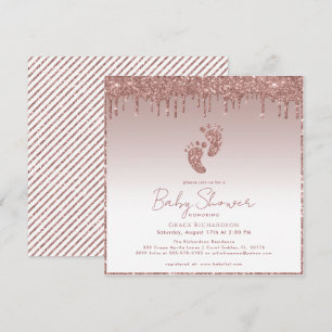 Rose Gold Glitter Feet Baby Shower Invitation