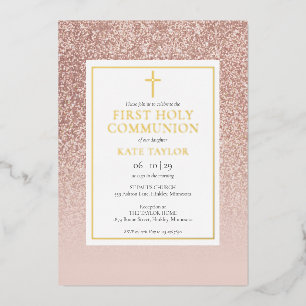 Rose Gold Glitter First Holy Communion Gold