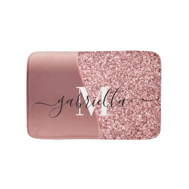 Rose Gold Glitter Foil Bath Mat (Front)