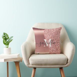 Rose Gold Glitter Foil Cushion