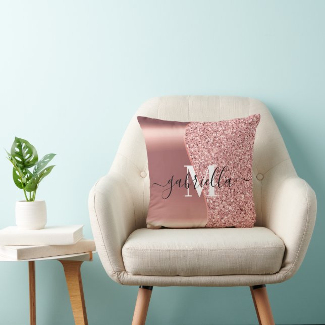 Rose Gold Glitter Foil Cushion (Chair)