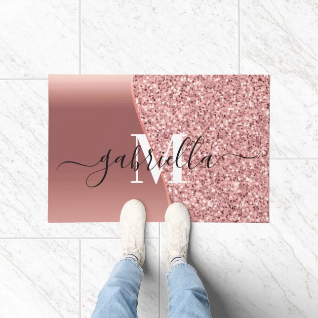 Rose Gold Glitter Foil Doormat (Indoor)