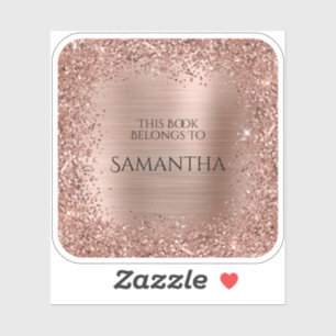 Rose Gold Glitter Foil This Book Belongs To Square