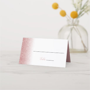 Rose Gold Glitter Folded Wedding Place Card