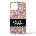 Rose Gold Glitter & Gems with Name and Monogram