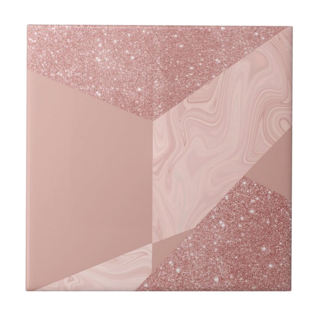 Rose gold glitter geometric tile (Front)