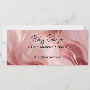 Rose Gold Glitter Gift Certificate Card