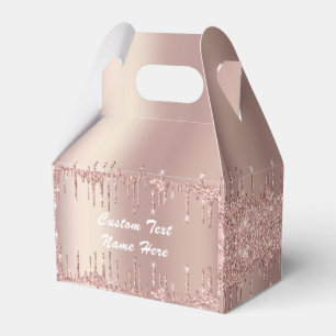 Rose Gold Glitter Gift or Favour Boxes Custom Text