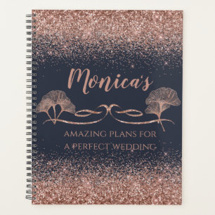 Rose Gold Glitter Ginkgo Leaves Wedding Planner