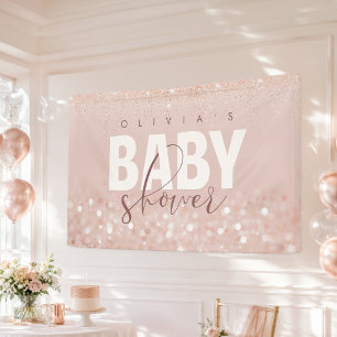 Rose Gold Glitter Girl Baby Shower Banner