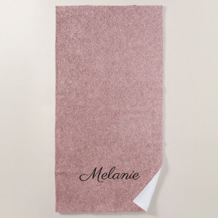 Rose Gold Glitter Girly Sparkle Pink Beach Towel