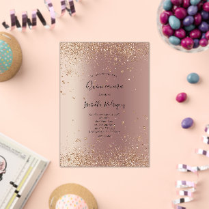 Rose Gold Glitter Glam Bling Quinceanera Birthday Acrylic Invitations